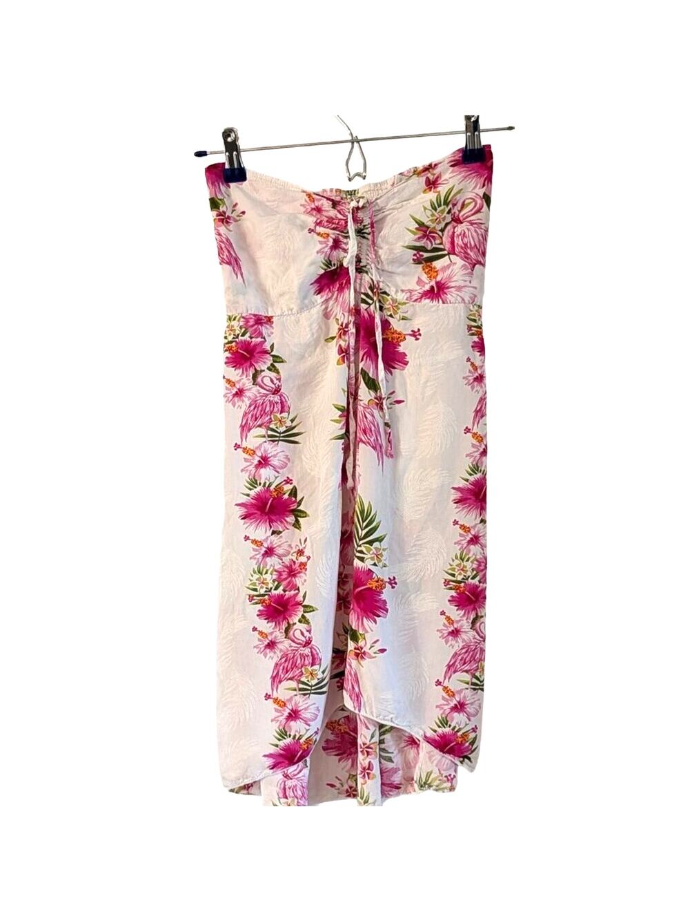 Tropical Flamingo Hibiscus Halter Dress Pink Hawaii Resort Girls 10